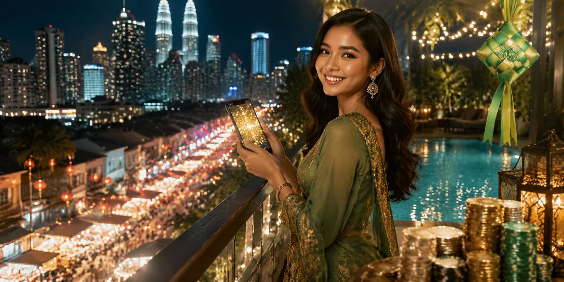 Promosi bonus pendaftaran sempena Hari Raya di Kuala Lumpur dengan suasana perayaan yang meriah